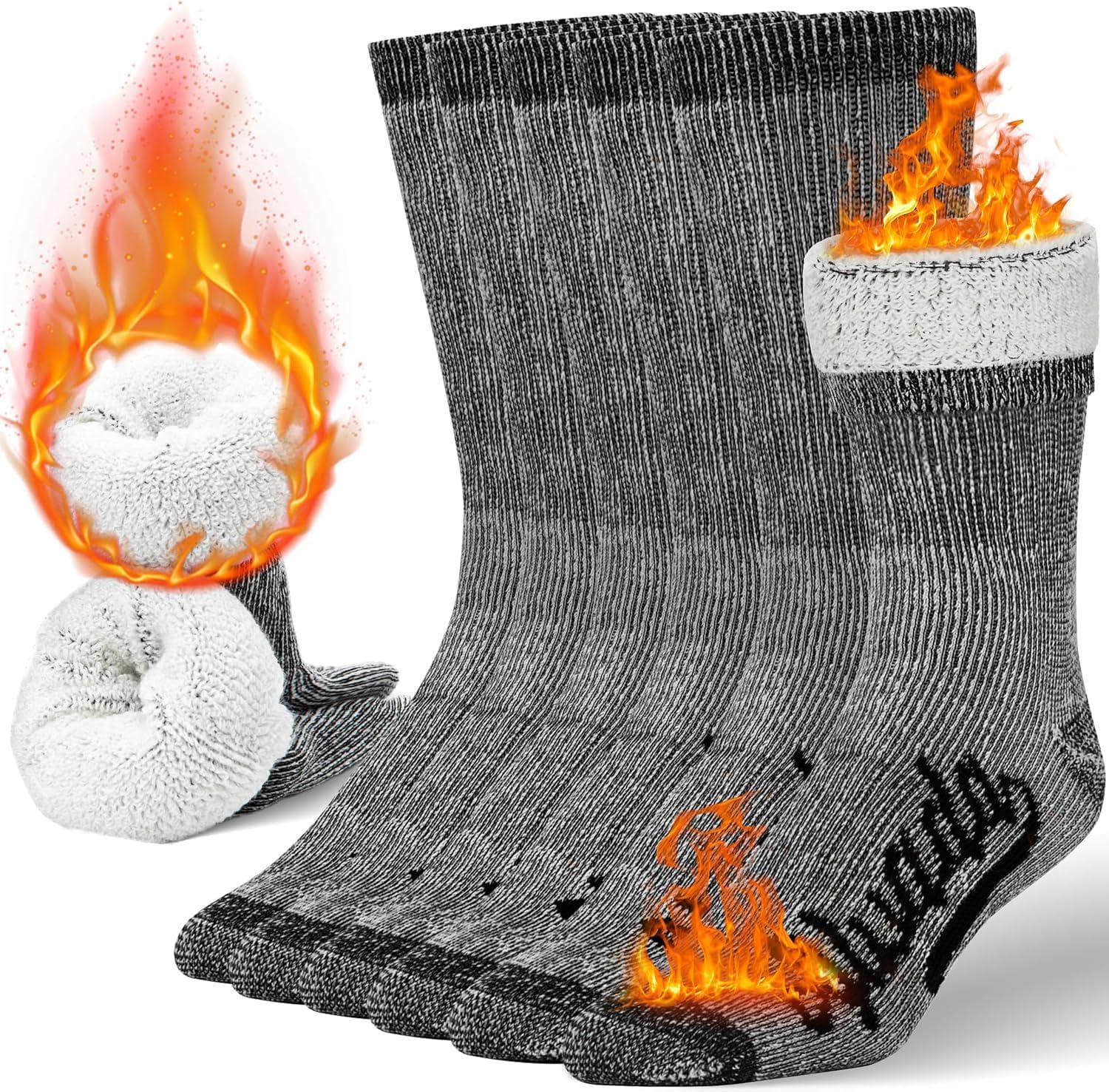 Alvada Merino Wool Hiking Socks Thermal Warm Crew Winter Boot Sock For Men and Women 3 Pairs