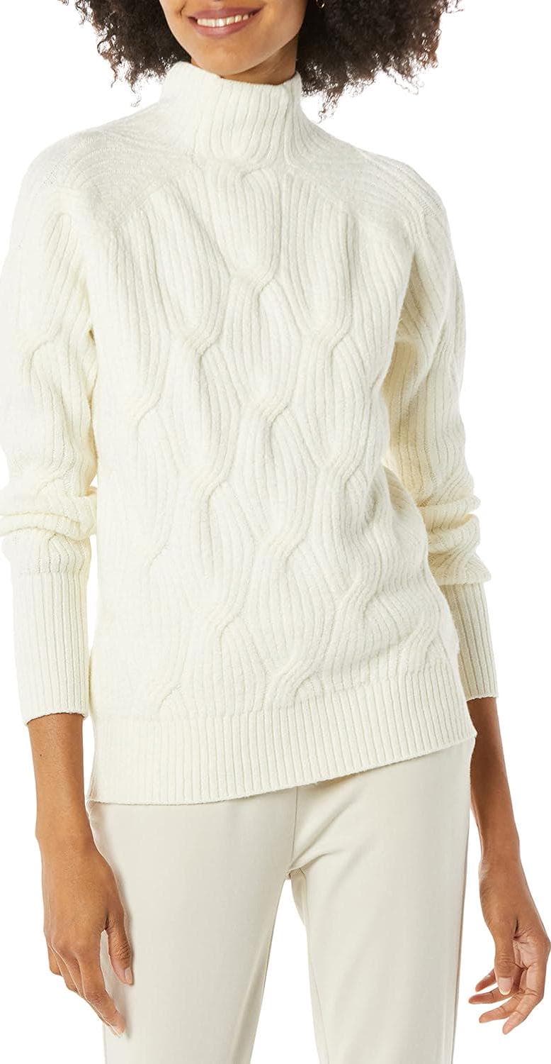 Amazon Essentials Women’s Winter Sweater, Soft Touch Funnel Neck Cable Knit