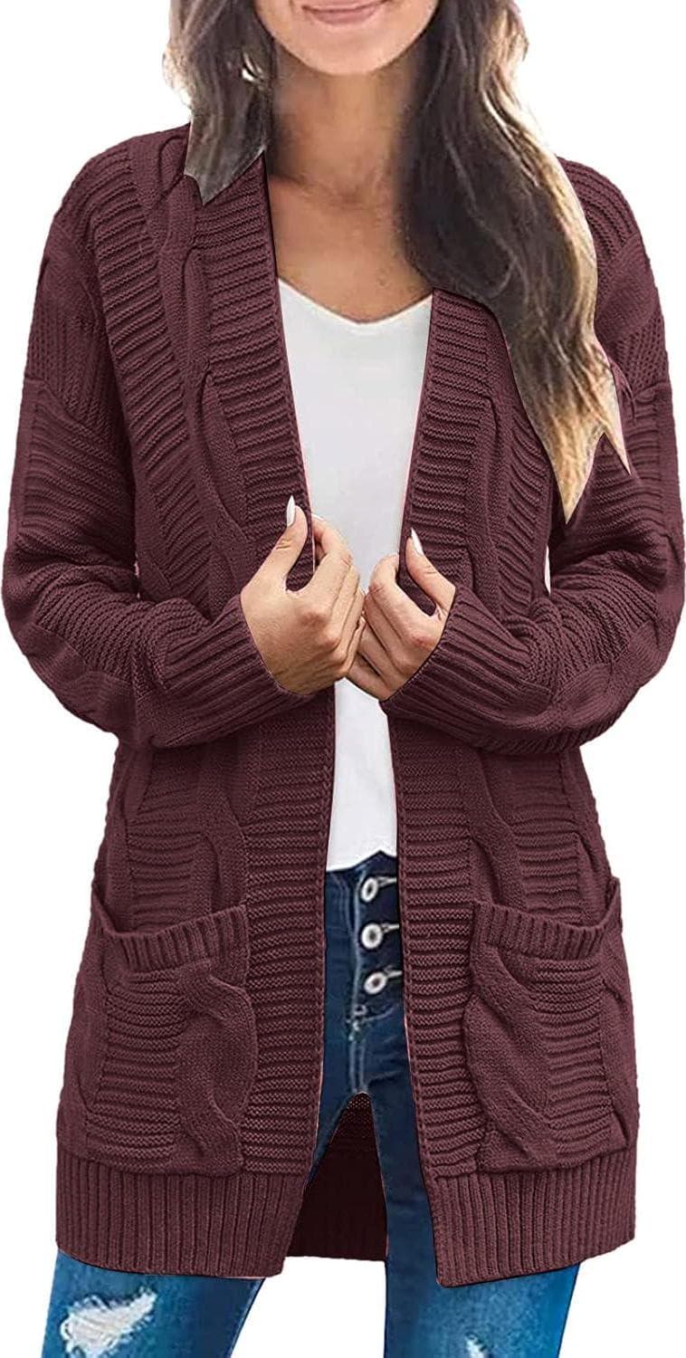 JMMSlmax Women Cardigans for Fall and Winter Women’s Cable Knit Cardigan Long Sleeve Open Front Button Knitwear Sweater Coat