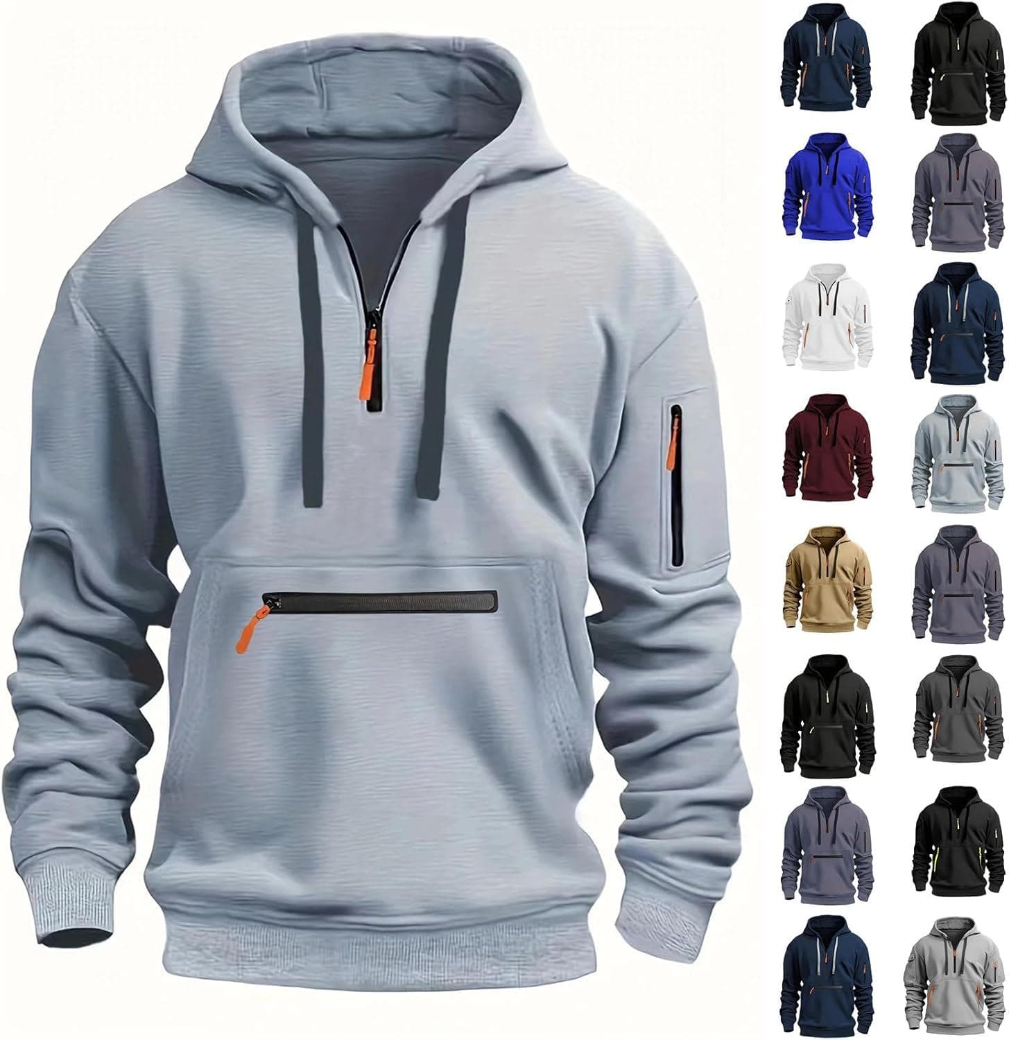 Light Tactical Jacket With Hood Men’s Quarter Zip Pullover Long Sleeve Workout Vintage Jacket Winter Sweater Coats