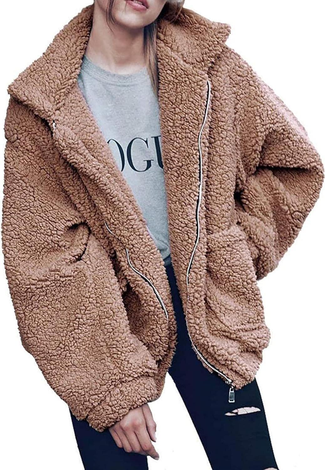 PRETTYGARDEN Women’s Fashion Winter Coat Sherpa Fleece Faux Fur Shearling Oversized Trendy Jackets Warm Outerwear