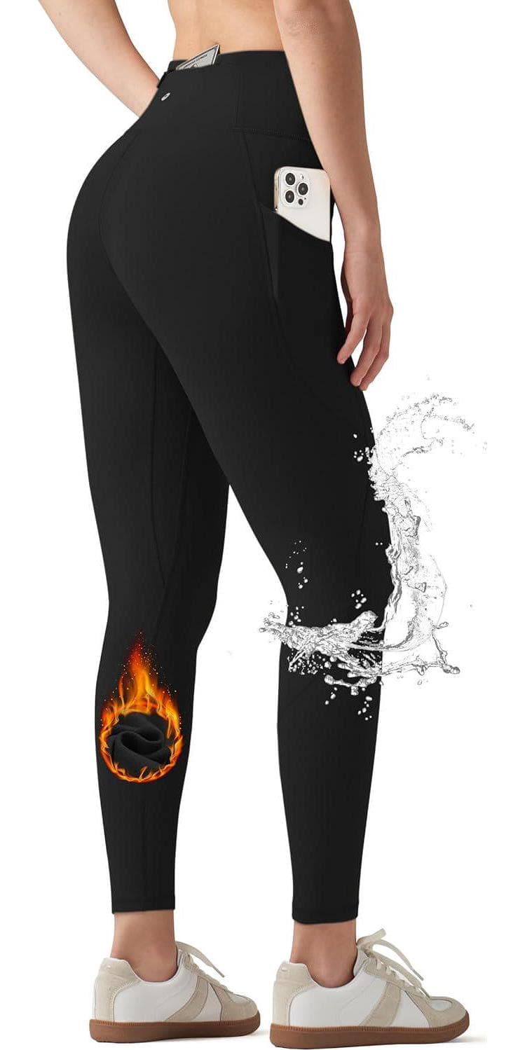 Willit Women’s Fleece Lined Leggings Water Resistant Winter Pants Thermal High Waisted Yoga Hiking Running Tights Pockets